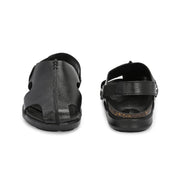 Men Pure Leather Light Weight Comfort Sandals (M-MT-01-BLACK)