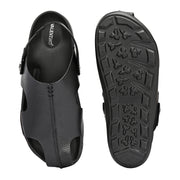 Men Pure Leather Light Weight Comfort Sandals (M-MT-01-BLACK)
