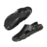 Men Pure Leather Light Weight Comfort Sandals (M-MT-01-BLACK)