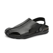 Men Pure Leather Light Weight Comfort Sandals (M-MT-01-BLACK)