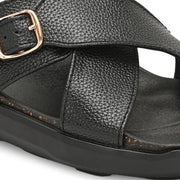 Men Faux Leather Cross-Strap Sandals (M-MT-02-BLACK)