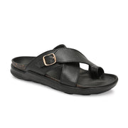Men Faux Leather Cross-Strap Sandals (M-MT-02-BLACK)