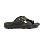 Men Faux Leather Cross-Strap Sandals (M-MT-02-BLACK)