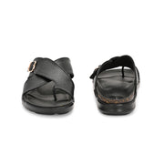 Men Faux Leather Cross-Strap Sandals (M-MT-02-BLACK)
