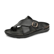 Men Faux Leather Cross-Strap Sandals (M-MT-02-BLACK)