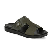 Men Non Leather Comfort Slipper (M-MT-04-OLIVE)