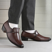 Men Premium Leather Cuban Heel Formal Shoes (M-MT-06-BROWN)