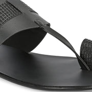 Men Non Leather Toe Ring Chappal (M-MT-07-BLACK)