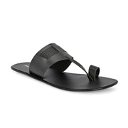Men Non Leather Toe Ring Chappal (M-MT-07-BLACK)