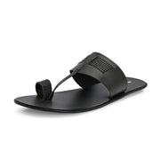 Men Non Leather Toe Ring Chappal (M-MT-07-BLACK)
