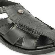 Men Faux Leather Closed-Toe  Comfort Sandals (M-MT-09-BLACK)