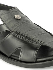 Men Synthetic Closed-Toe  Comfort Sandals (M-MT-09-BLACK)