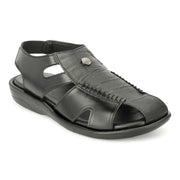 Men Faux Leather Closed-Toe  Comfort Sandals (M-MT-09-BLACK)