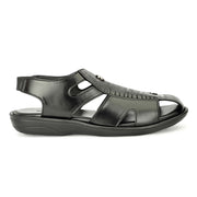 Men Faux Leather Closed-Toe  Comfort Sandals (M-MT-09-BLACK)