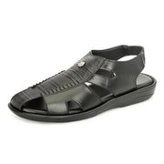 Men Faux Leather Closed-Toe  Comfort Sandals (M-MT-09-BLACK)