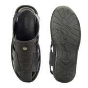 Men Faux Leather Closed-Toe  Comfort Sandals (M-MT-09-BLACK)