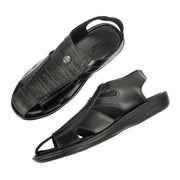 Men Faux Leather Closed-Toe  Comfort Sandals (M-MT-09-BLACK)