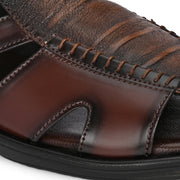 Men Synthetic Closed-Toe  Comfort Sandals (M-MT-09-BROWN)