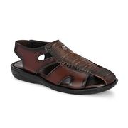Men Synthetic Closed-Toe  Comfort Sandals (M-MT-09-BROWN)