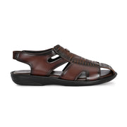Men Synthetic Closed-Toe  Comfort Sandals (M-MT-09-BROWN)