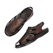 Men Synthetic Closed-Toe  Comfort Sandals (M-MT-09-BROWN)