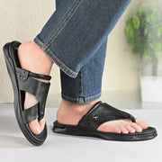Men Non Leather Comfort Slipper (M-MT-10-BLACK)