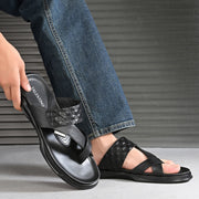 Men Non Leather Comfort Slipper (M-MT-12-BLACK)