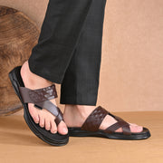 Men Non Leather Comfort Slipper (M-MT-12-BROWN)