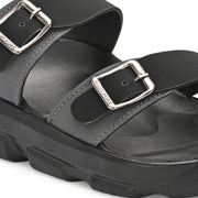 West Port Men Faux Leather Casual Sandals (M-MT-15-BLACK-GREY)
