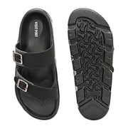 West Port Men Faux Leather Casual Sandals (M-MT-15-BLACK-GREY)