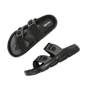 West Port Men Faux Leather Casual Sandals (M-MT-15-BLACK-GREY)