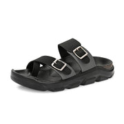 West Port Men Faux Leather Casual Sandals (M-MT-15-BLACK-GREY)