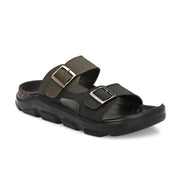 West Port Men Faux Leather Casual Sandals (M-MT-16-BLACK-OLIVE)