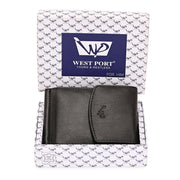 West Port Men's Genuine Leather Wallet (M-WT-ISC-23-BLACK)