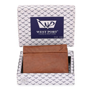 West Port Men's Genuine Leather Wallet – Classic Design with Ample Storage (M-WT-ISC-25-COGNAC)