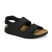 West Port Men Genuine Leather Dual Adjustable Straps Sandals (M-WW-07-BLACK)