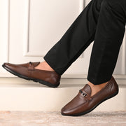 Men Premium Leather Slip-On Formal Shoes (Massage-31-Mocca)