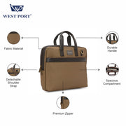 West Port Premium Office & Travel Business Laptop Bag (MBG-AI-16-KHAKI)