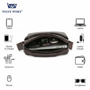 West Port Faux Leather Office Handbag | Executive Business Utility Bag (MBG-AI-20-BROWN)
