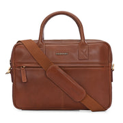 West Port Unisex Premium Leather Laptop Bag – Timeless Professional Elegance (MBG-AO-01-COGNAC)