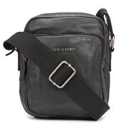 West Port Premium Leather Messenger Crossbody Sling Bag (MBG-AO-02-BLACK)
