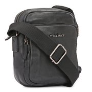 West Port Premium Leather Messenger Crossbody Sling Bag (MBG-AO-02-BLACK)