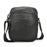 West Port Premium Leather Messenger Crossbody Sling Bag (MBG-AO-02-BLACK)