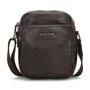 West Port Premium Leather Messenger Crossbody Sling Bag (MBG-AO-02-BROWN)