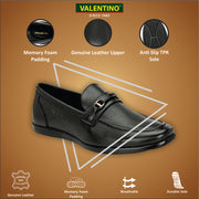 Men Premium Leather Black Slip-On Formal Shoes (Massage-31-Black)