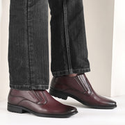 Men Premium Leather Ankle-Height Slip-On Formal Boot (Newtop-90-Brushoff)