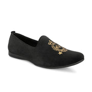 West Port Men Velvet Emblem Party Slip-Ons (OCCASION-01-BLACK)