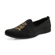 West Port Men Velvet Emblem Party Slip-Ons (OCCASION-01-BLACK)