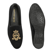 West Port Men Velvet Emblem Party Slip-Ons (OCCASION-01-BLACK)