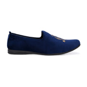 West Port Men Velvet Emblem Party Slip-Ons (OCCASION-01-NAVYBLUE)